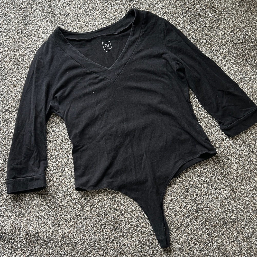 GAP Women's Black V-Neck Bodysuit Black | Black Bodysuit | Bodysuit